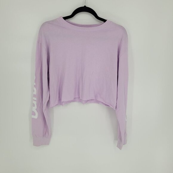 Forever 21 Barbie womens medium light purple spellout long sleeve crop top - Picture 9 of 9